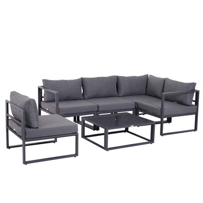 Broome 5 Seater Aluminium Garden Furniture Set Extra Deep Grey