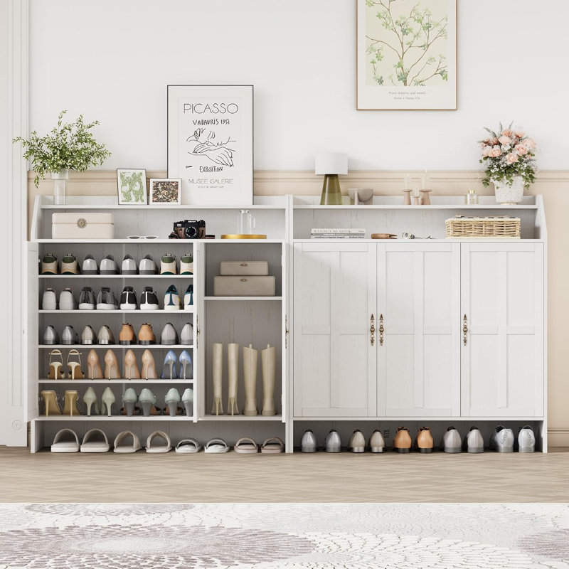 Armoire de rangement pour chaussures Farmhouse, H 47,2 po x l 46,7 po x P 13,8 po