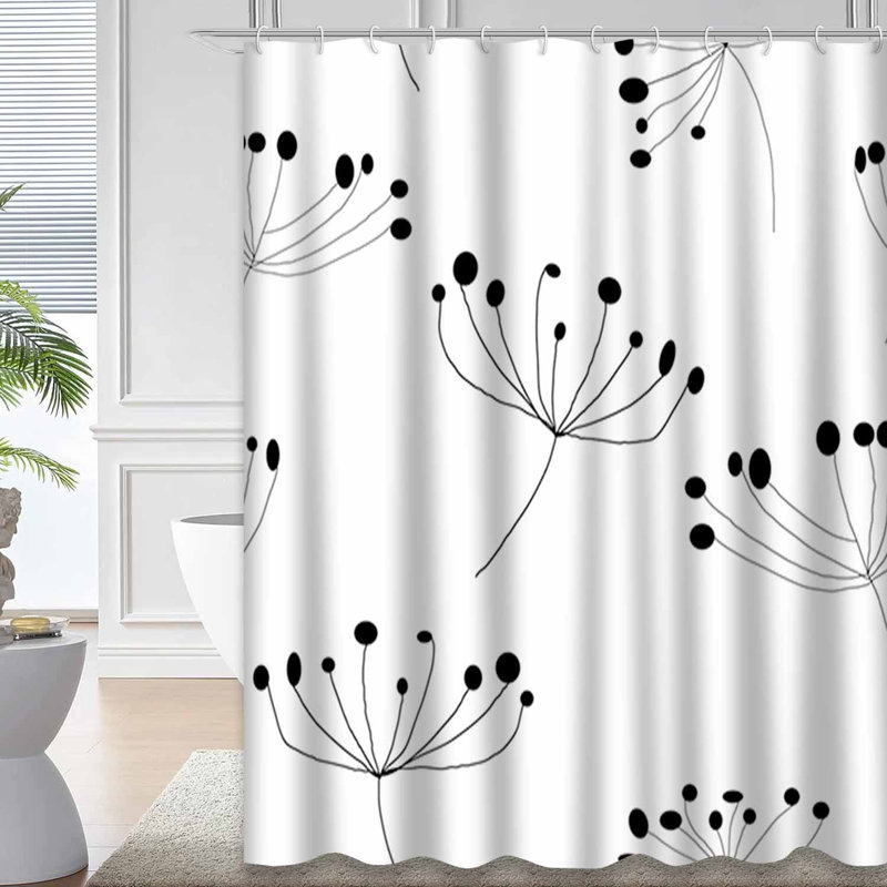 Rideau de douche floral avec 12 crochets Floral, L 72 po x l 78 po