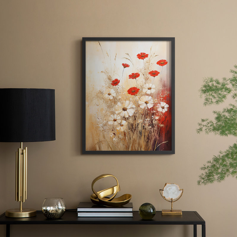 FLORAL Series CECI - Impression encadrée de qualité supérieure - Prêt à accrocher - Aucun clou requis, Noir, noir, noir, noir