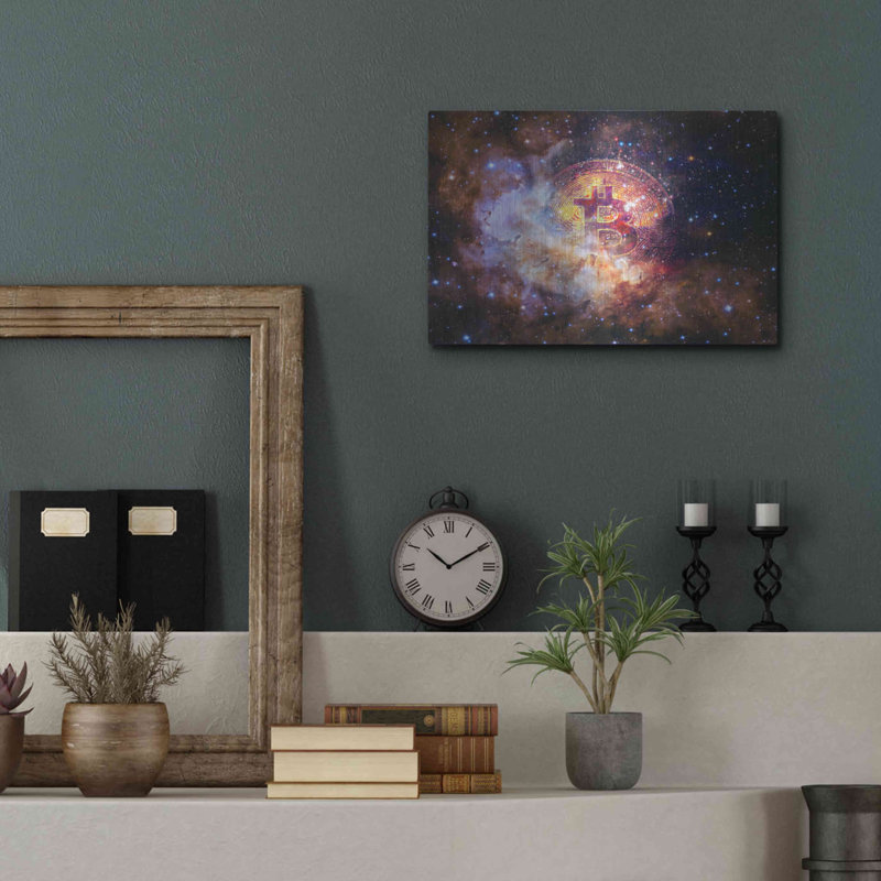 «Bitcoin Nebula», art mural en métal, H 12 po x l 16 po