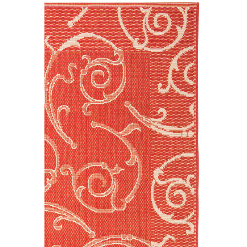 Arneshia Paisley Indoor / Outdoor Area Indoor/Outdoor Area Rug in Red/Natural, Runner 2'3" x 10'