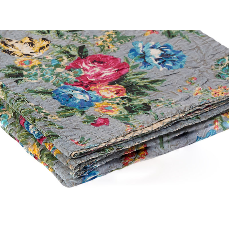 Kantha Quilted Throw Blanket