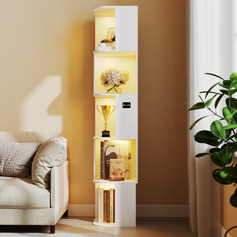 64.8"H, Modern Storage 5-Tier Bookshelf, White