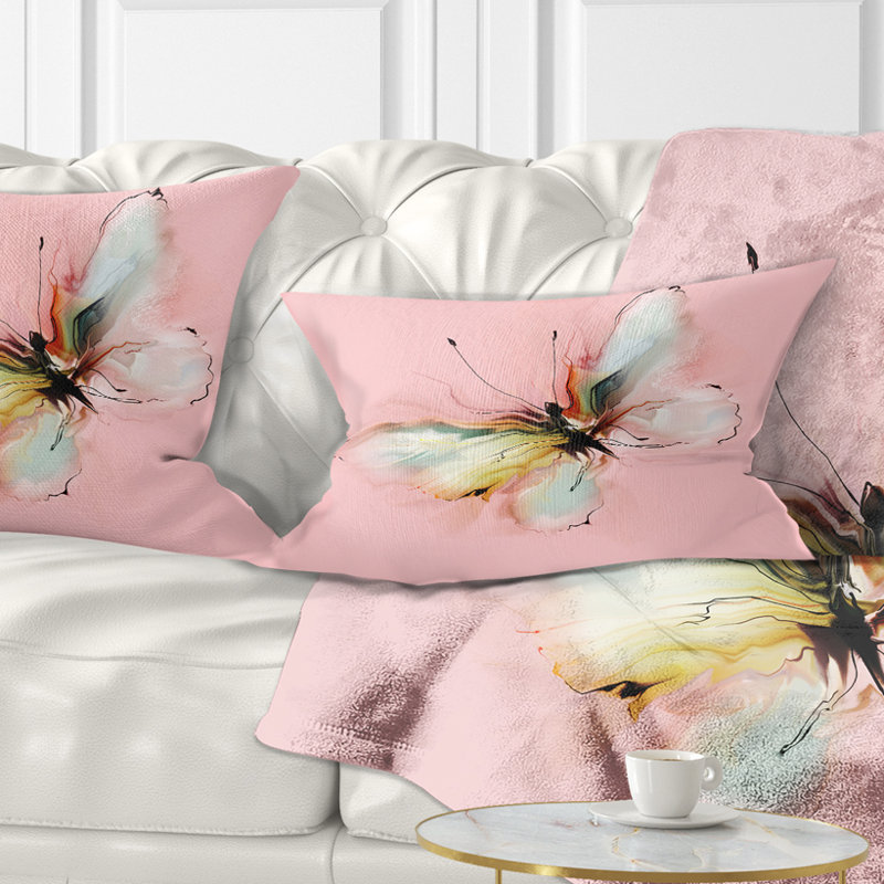 Coussin lombaire à papillon floral coloré
