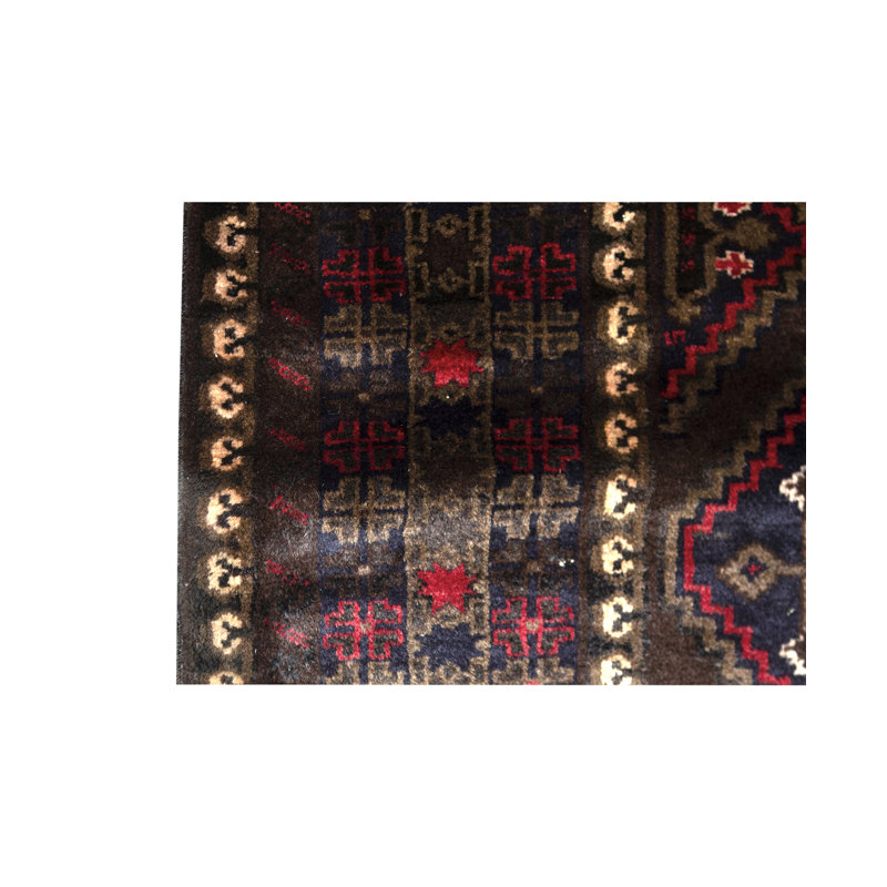 Tapis de qualité merlot / noir noué à la main
