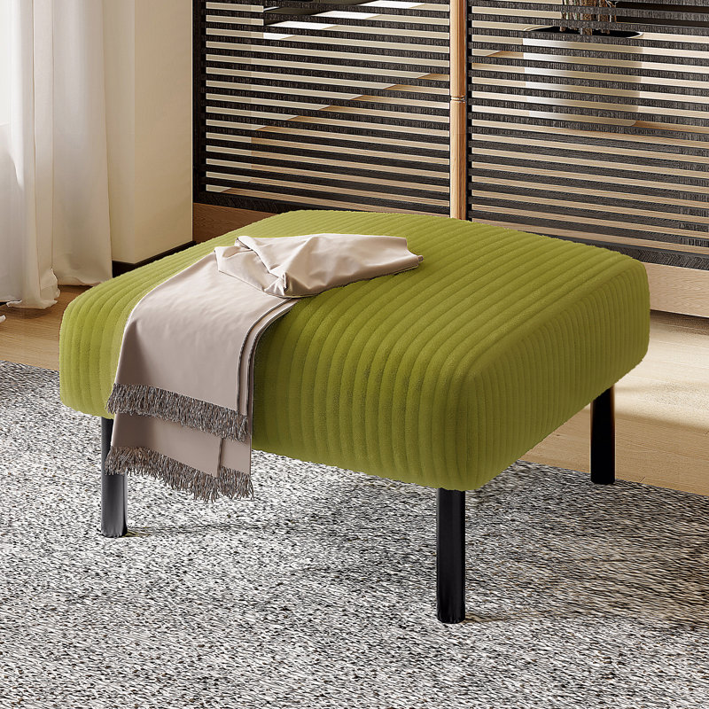 Small Ottoman Footstool With Legs, Corduroy Fabric Ottoman Foot Stool With Soft Padded Seat, Square Footstool Footstool