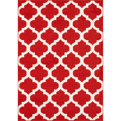 Rouge abstrait/Tapis décoratif blanc