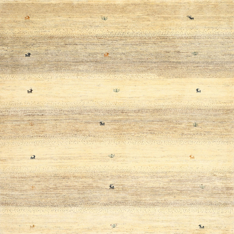 Tapis beige / gris à motif abstrait Mullica, Carré 4 pi
