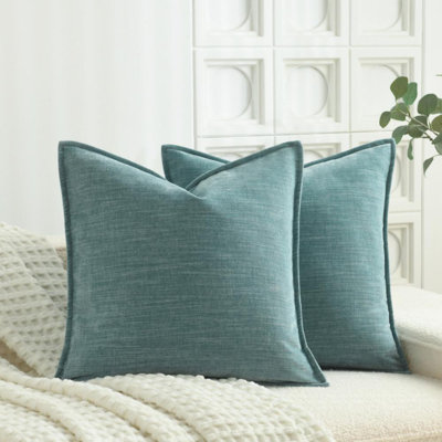 Super Soft Velvety Slub Heavy Chenille Decorative Pillow Cover with Flange (Set of 2)