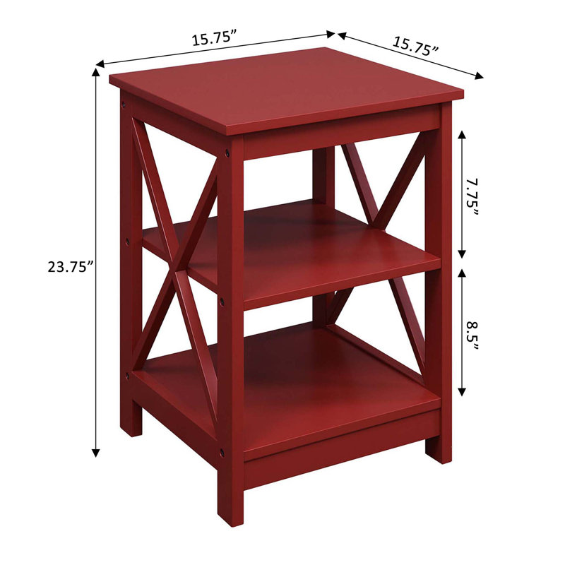 Darek End Table with Storage, Cranberry Red
