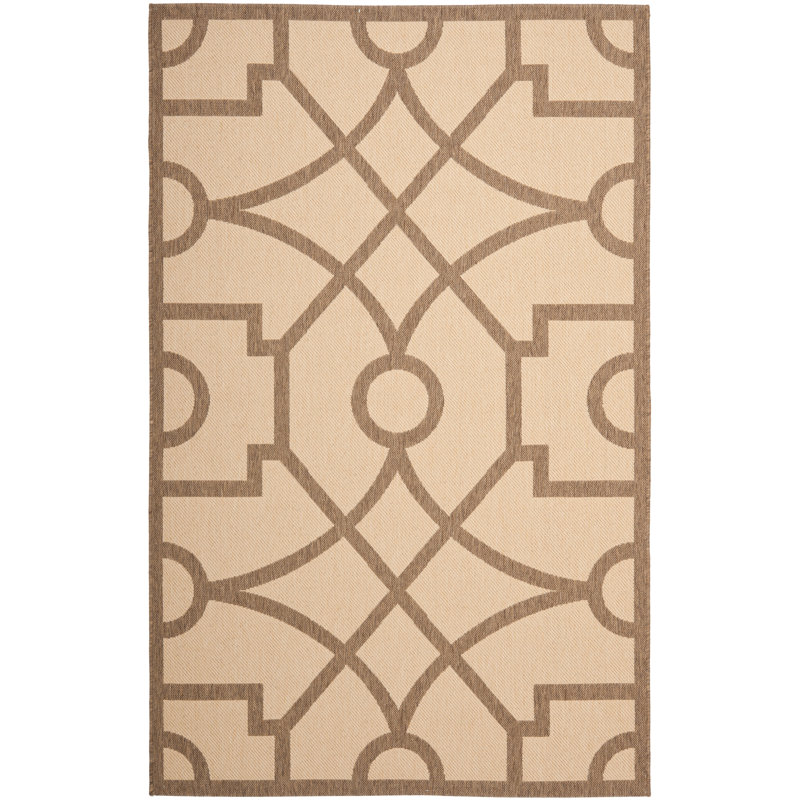 Tapis géométrique beige foncé, Rectangle 6 pi 7 po x 9 pi 6 po