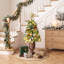 Arbre de Noël artificiel illuminé 4 pi / 5 pi dans un pot à fleurs en forme d'urne - Arbre de Noël artificiel en pot avec pommes de pin, baies rouges et 8 lumières DEL pour l'entrée-2099728674-2099728676