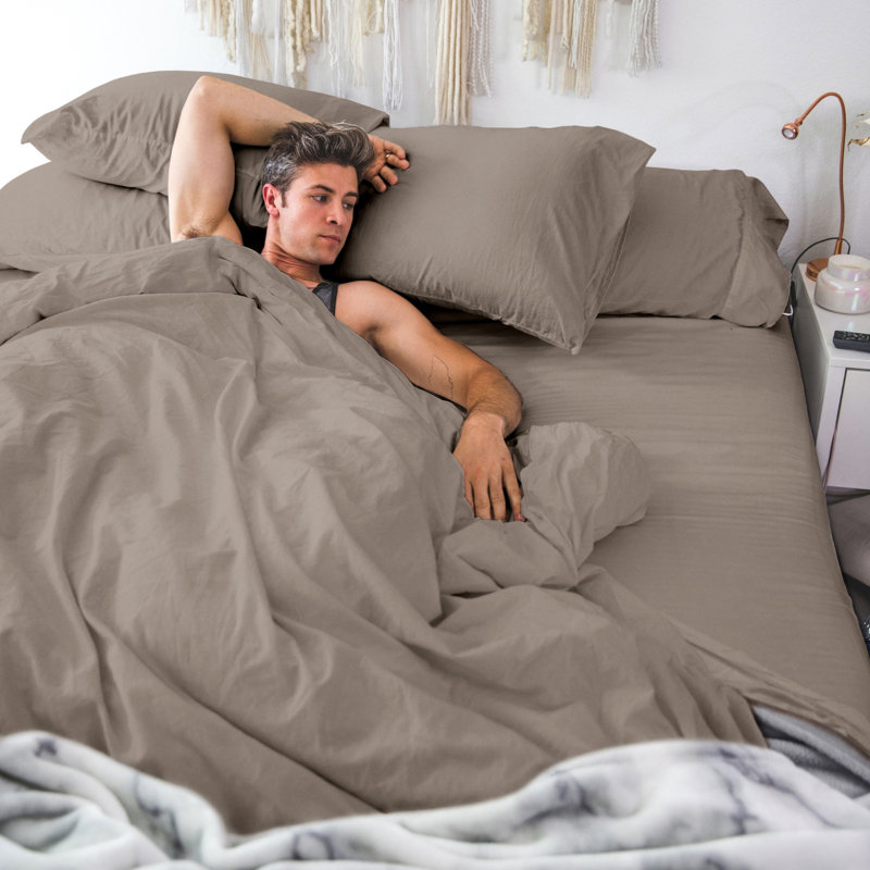 Ensemble d'édredon standard en coton 10 pièces, Édredon pour très grand lit + 9 pièces supplém, Taupe cendré