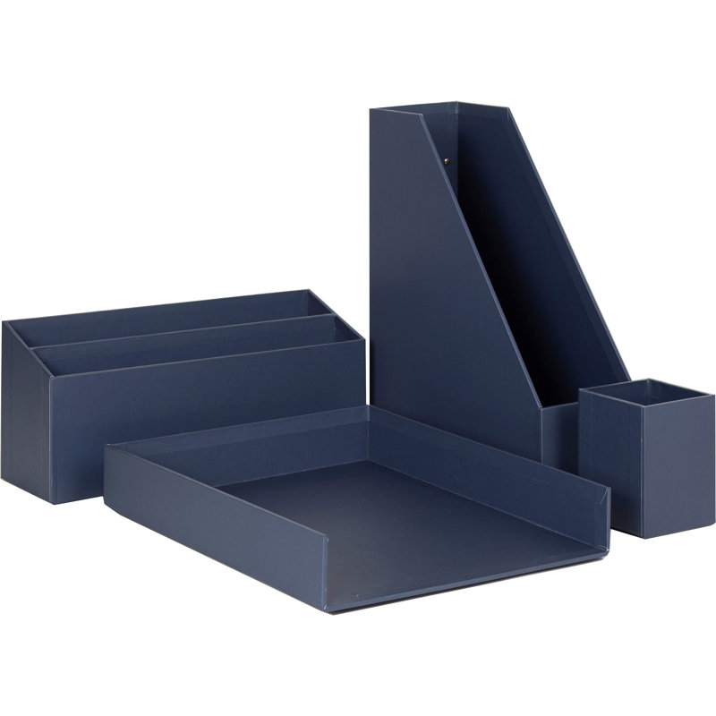 Justinia Cardboard Desk Organizer Set, Navy