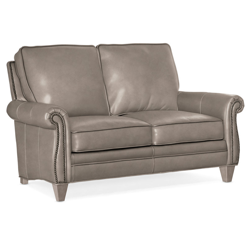 Reddish Leather Loveseat, #9 Gunmetal, Stone, Anilina Hunter Genuine Leather
