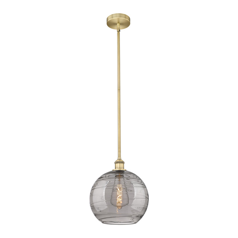 Luminaire suspendu suspendu 1 lumière Edison Ellington Deco Swirl-616-G1213, H 12,88 po x l 12 po x P 12 po, Laiton brossé