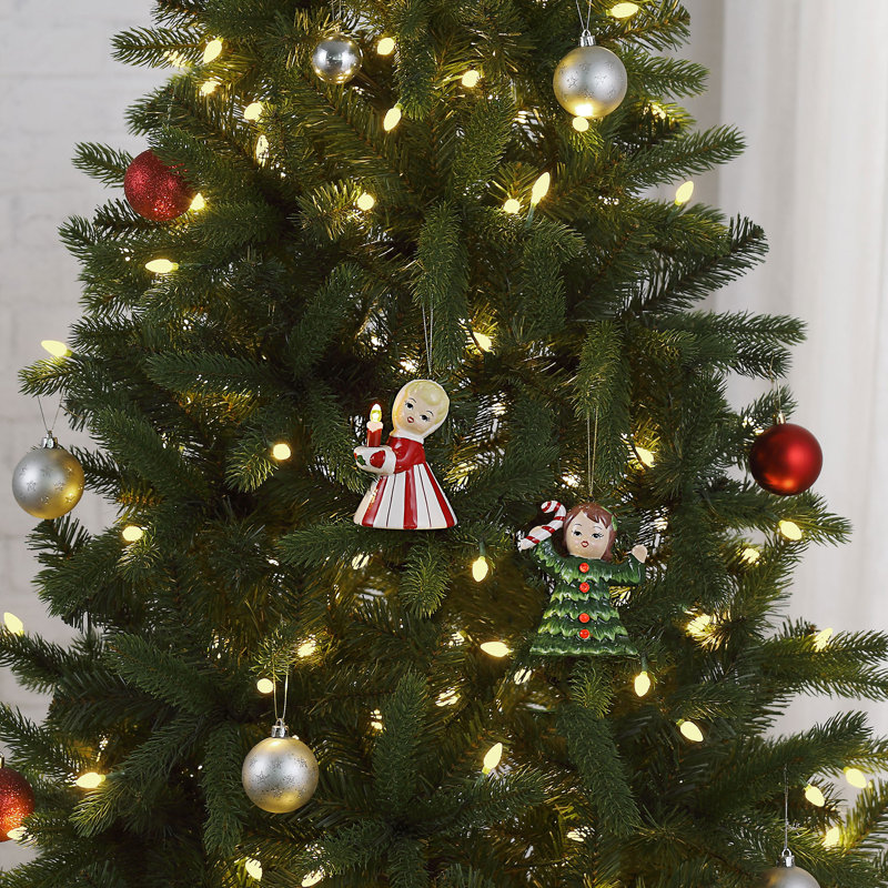 Hand-Painted Porcelain Christmas Ornament Set with LED Lights
