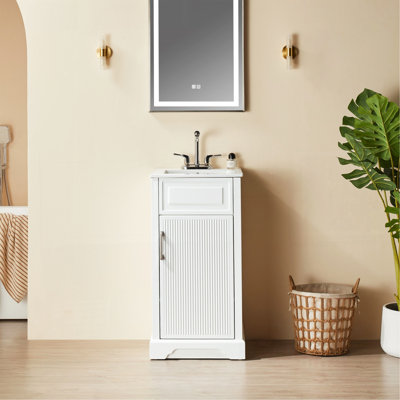 Meuble-lavabo simple autoportant de 18 po avec plateau entièrement assemblé