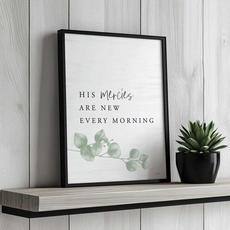 «His Mercies Are New Set 1 of 2» par Lux + Me Designs, reproduction d'art, L 24 po x H 32 po, Toile avec cadre, Noir