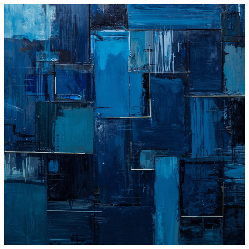 Coussins décoratifs à motif géométrique abstrait bleu, 14 x 14 inches