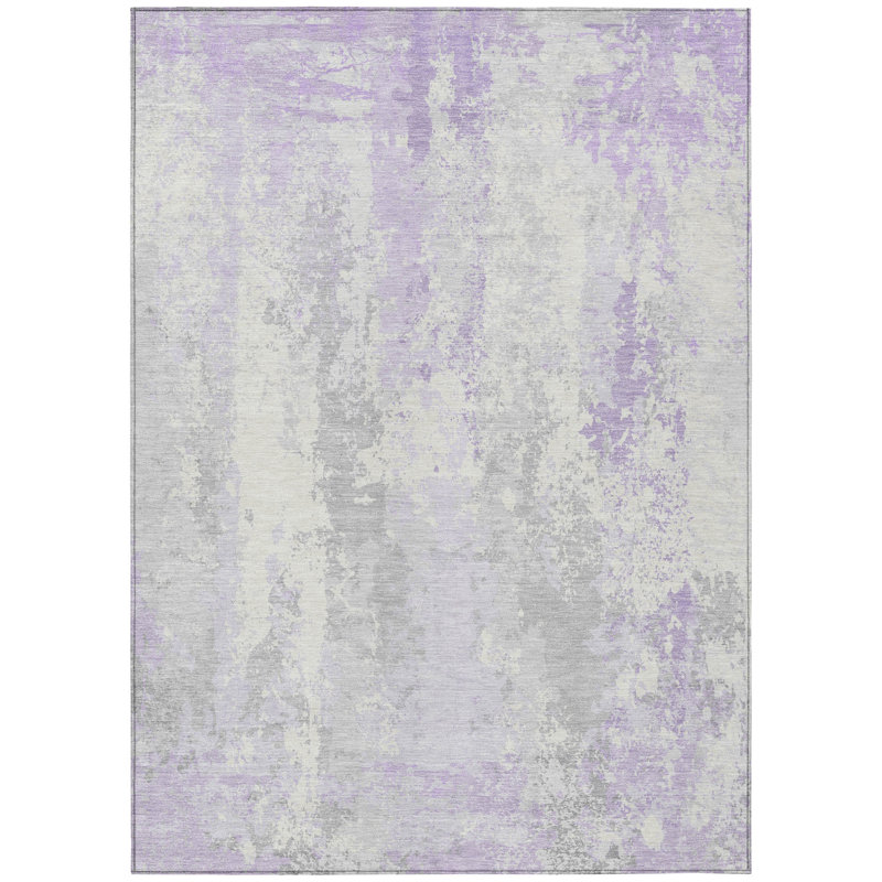 Machine Washable Indoor/Outdoor Xhevrie Lavender Rug, Rectangle 3' x 5'