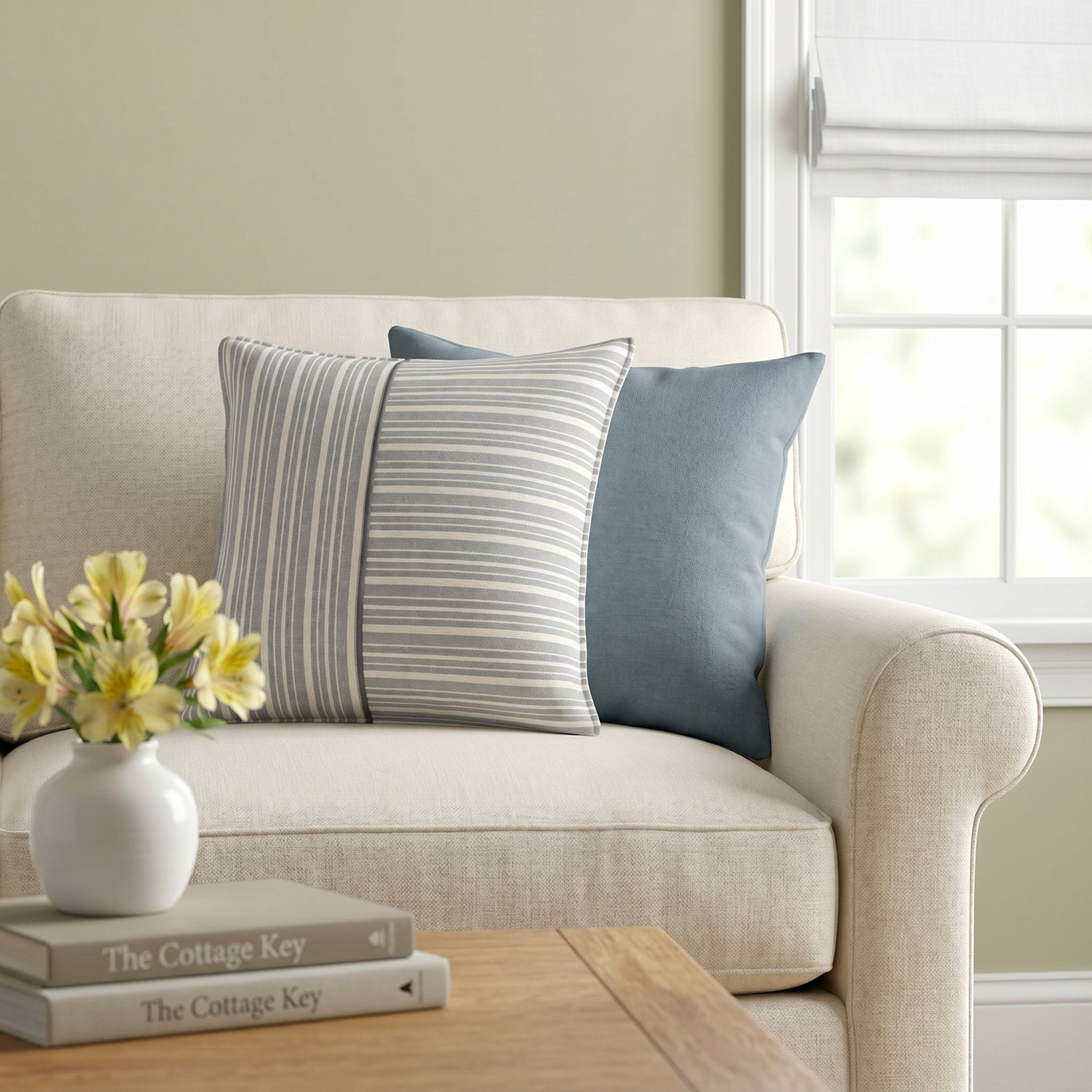 Berthe 20" x 20" Cotton Throw Pillow, Gray
