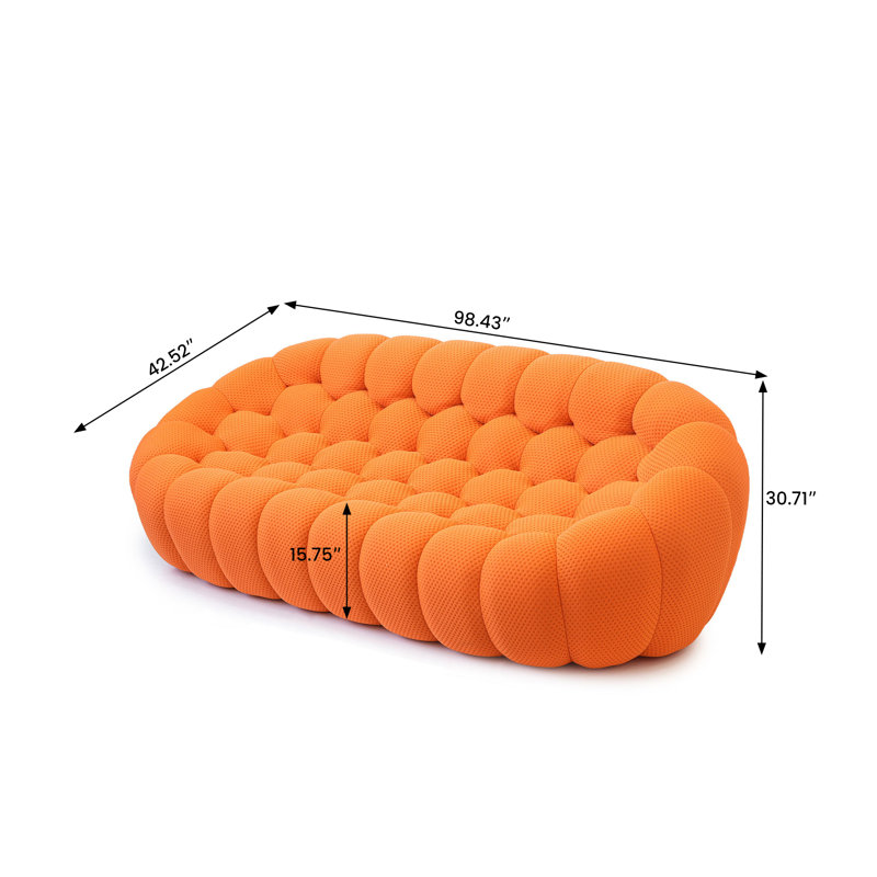 Cherica 98.43'' Orange Upholstered Sofa