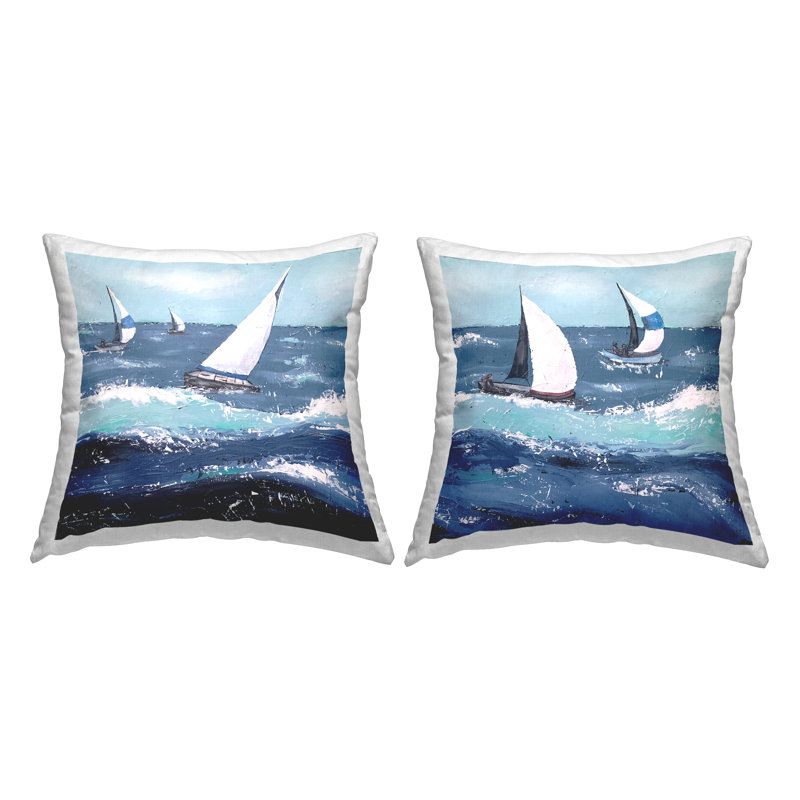 Coussin décoratif à motif de vagues océaniques par Jade Reynolds (ensemble de 2)