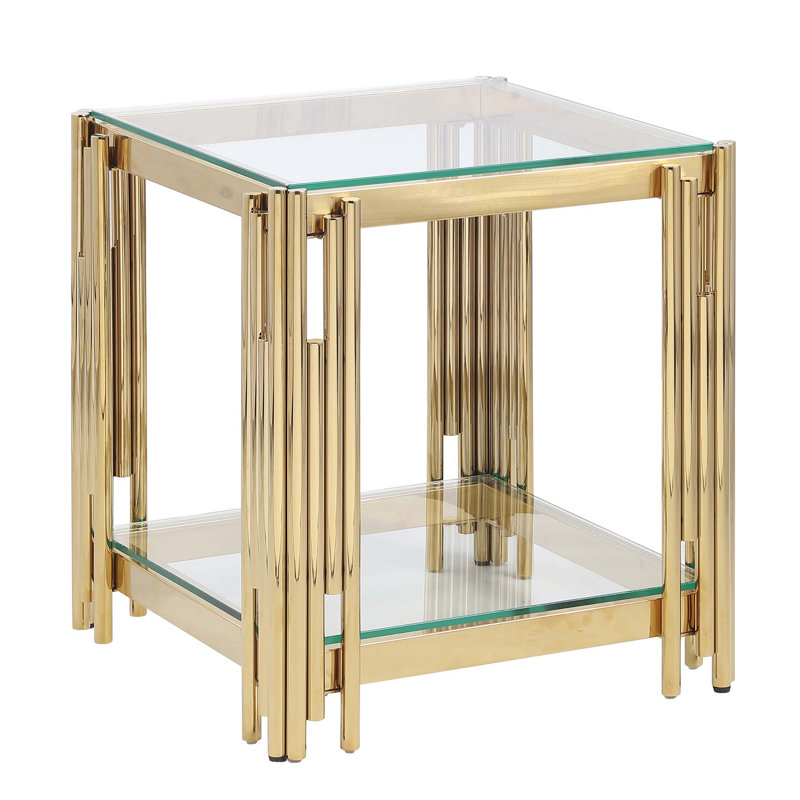 Élégante table de bout carrée à plateau en verre, parfaite pour n'importe quelle pièce de votre maison