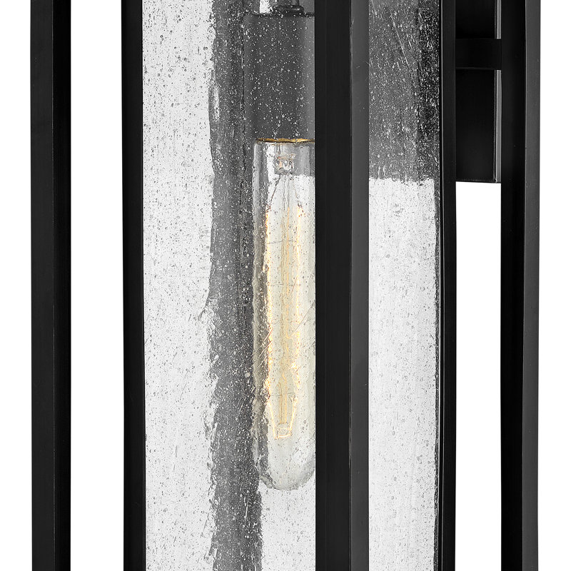 Republic Black 1 - Bulb Outdoor Wall Lantern, 16" H x 7" W x 7 D, Satin Nickel