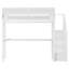 Lit mezzanine double avec bureau, escalier, garde-robe, éclairage et station de charge