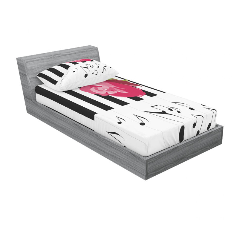 Ensemble de draps abstraits et dessinés à la main, Ensemble de draps pour lit simple TG avec drap-hou