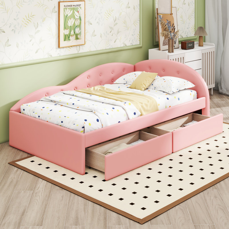 Nakayah PU Upholstered Tufted Daybed, Twin, Pink