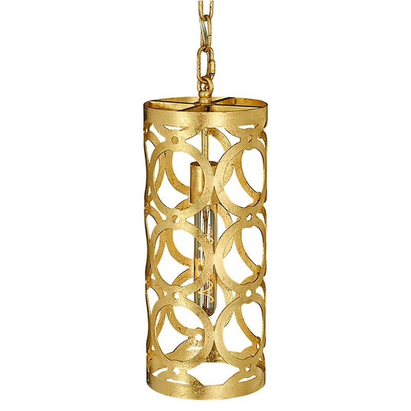 Luminaire suspendu cylindrique 1 lumière Ringlet, Feuille d’or