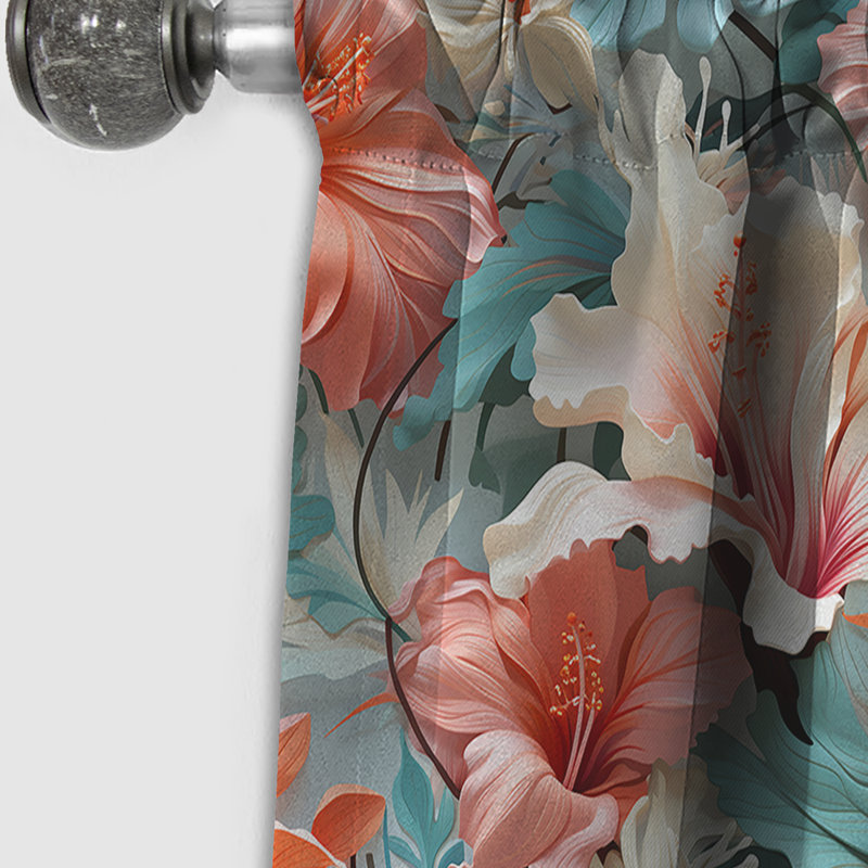 Paradise Mirage Tropical Pattern - Floral Curtain - Blackout Floral Curtain - 1 Panels, 52" W x 84" L