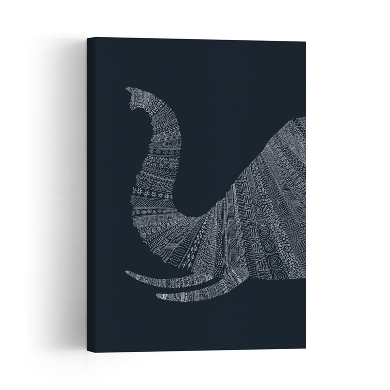 Zentangle Elephant Art Abstract Contemporary Wall Art Print by Florent Bodart - Wrapped Canvas Print, 60.96cm H x 40.64cm W