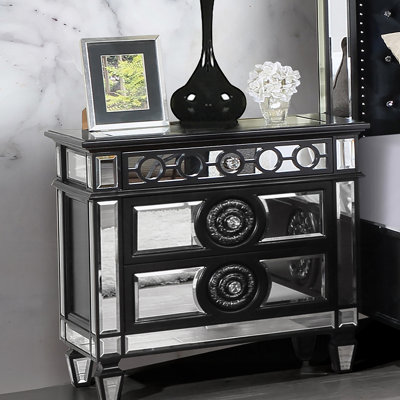 Table de chevet glamour de luxe avec deux tiroirs et une finition en miroir, un ajout étonnant pour rehausser votre décor intérieur