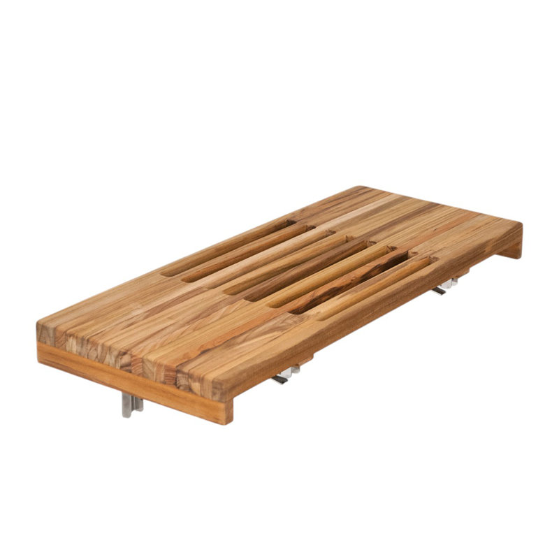 Banc de douche 24 po mural rectangulaire en teck brun
