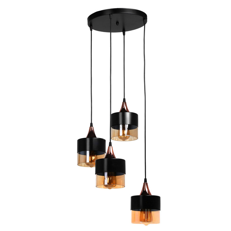 Luminaire suspendu tambour à 4 lumières Bartel, Noir