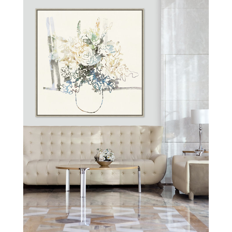 Modern Bouquet 1 Print by Rita Taverni, Silver Floater Framed, 31" H x 31" W