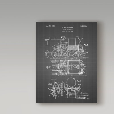 «Train Engine» par Manilo, reproduction d'art sur toile tendue