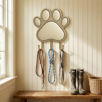 Miroir à patte pour chien avec crochets, 13,75 po et porte-clés
