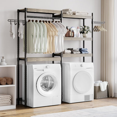 Rangement pour salle de lavage et rangement, étagère de rangement à 5 niveaux en bois avec laveuse et sécheuse