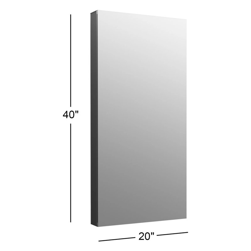Maxstow™ Surface Mount Frameless Medicine Cabinet with 4 Fixed Shelves, 40" H x 20" W x 3.5" D