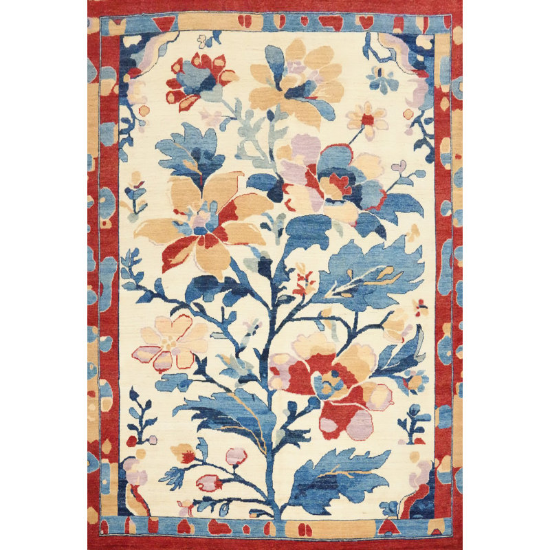 Tapis en laine à motif floral Oushak 8 x 10
