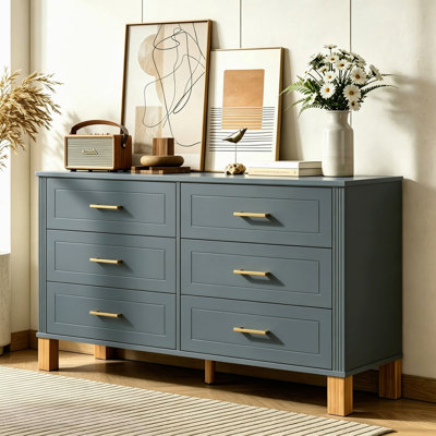 Commode double 6 tiroirs en bois robuste