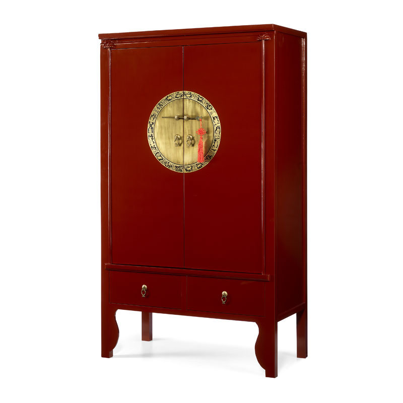 Hangzhou 2 Door Solid Wood Wardrobe, Red