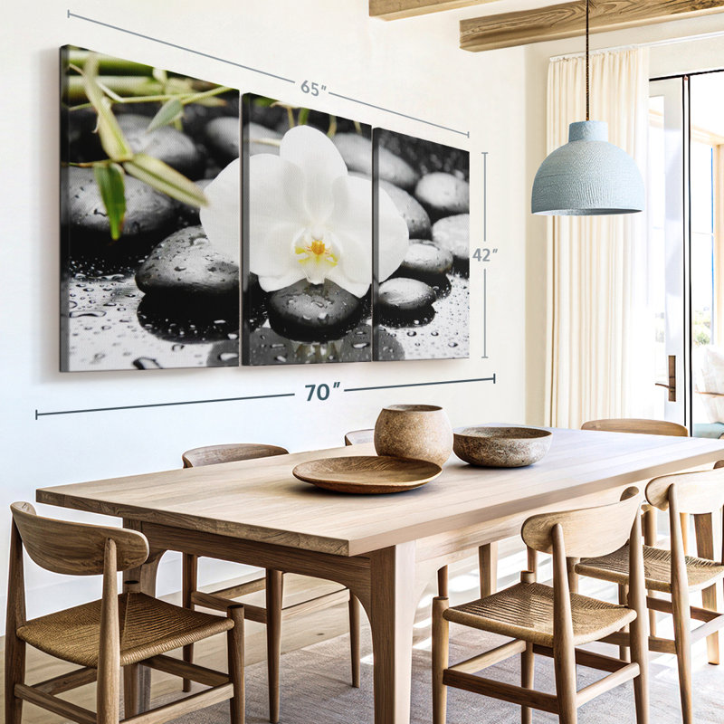 "Orchidée blanche" sur toile, H 42 po x l 65 po