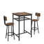 Table de bar 3 pièces marron rustique, 2 tabourets confortables avec plateau imperméable, montage facile, idéal pour les restaurants, couleur marron, et chaise, facile d'entretien, usage familial.